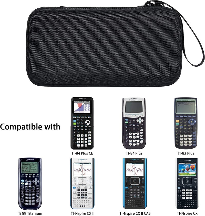 Co2Crea Carrying Case for Texas Instruments TI-84 Plus CE Python Enhanced/TI-84/TI-Nspire CX II CAS/TI-Nspire CX II/TI-83 Plus/TI-89 Titanium/TI-85/TI-86 Color Graphing Calculator, All Black Case - Image 2
